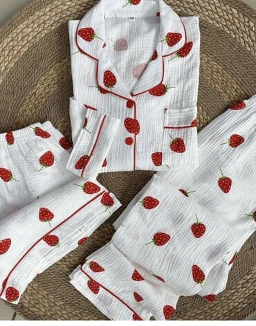 пижама для кормящих: Ваши любимые-МУСЛИНОВЫЕ🤍 M L XL(рукава длинные) 🍒легкие 🍒дышащие — 14