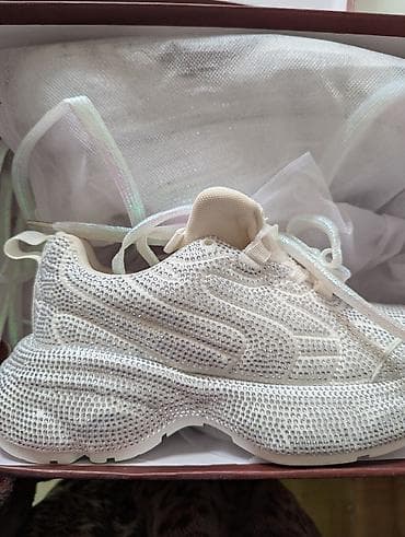 спартивки для девочек: Кроссовки с кристаллами, размер 38. - Цвет: белый, полностью — 1