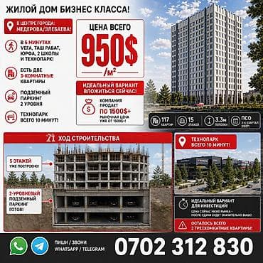 Строится, Элитка, 3 комнаты, 95 м²