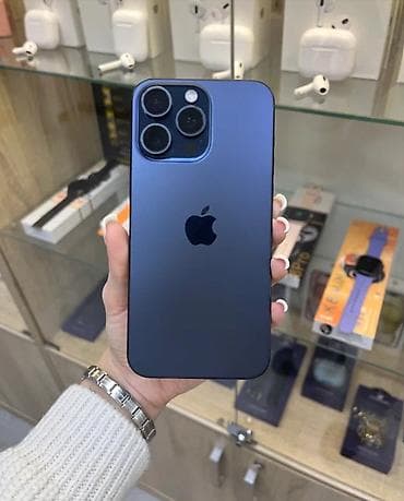IPhone 15 Pro Max, Б/у, 256 ГБ, Blue Titanium, Чехол, Кабель, 91 %