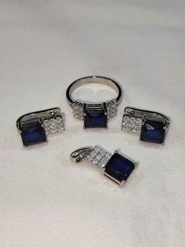 набор пандора: Серебряный Набор с камнями Сапфир Серебро 925 пробы Размеры имеются — 6