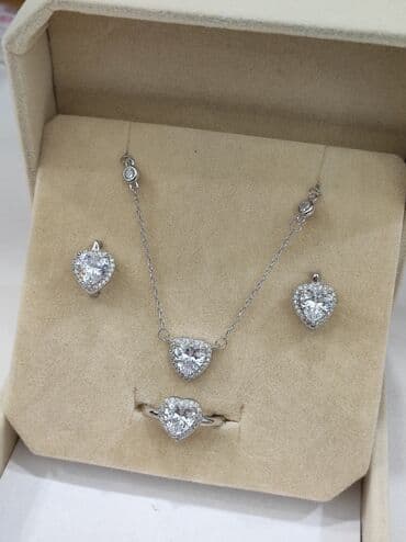 свадебные платья для покрытых: Серебряный Набор Сердечка Серебро 925 пробы Дизайн Италия Качество — 7