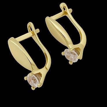 Серьги из желтого золота 585 с цирконом — ADAMANT, арт. 35665 at lalafo.kg Серьги из желтого золота 585 с цирконом — ADAMANT, арт. 35665