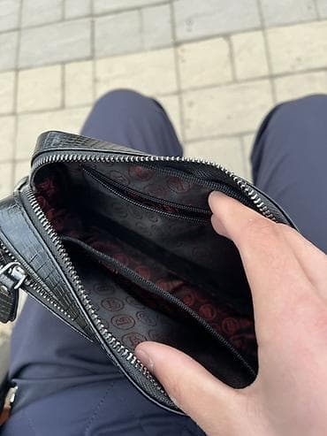 Ювелирные изделия: Мужская сумка-клатч Butun, черная - Материал: экокожа с тиснением под — 1