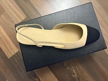 пятки: Балетки slingback Chanel с контрастным мысом - Модель: классические — 1