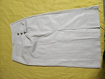 кожа юбка: Юбка, Модель юбки: Прямая, Миди, Натуральная кожа, Высокая талия, С вырезом — 1