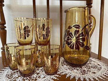 Посуда: Чешские золотисые 😍 кувшины со стаканами — 3