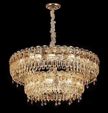 вешалка для шарфов: Люстра подвесная с кристаллами, двухъярусная - Эффектный круглый — 1