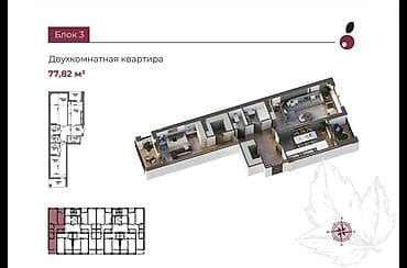 Продажа квартир: 2 комнаты, 77 м², Элитка, 5 этаж, Готовая ПСО (под самоотделку) — 3