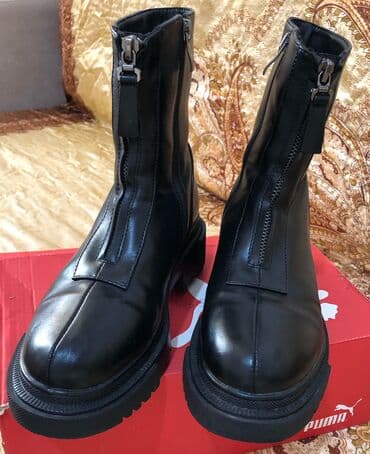 женские зимние сапоги из натуральной кожи и меха: Ботинки, 36, Sasha Fabiani, Б/у, цвет - Черный, Платная доставка, Самовывоз — 1