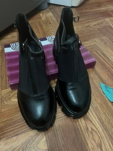 обувь рабочий: Женские ботинки - Цвет: черный - Верх: гладкая экокожа + эластичные — 2