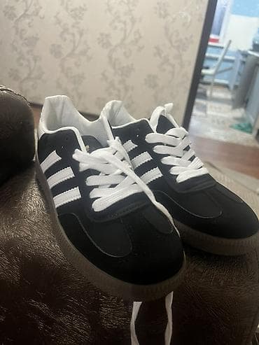 Кроссовки в стиле Adidas Samba, размер 37. - Цвет: черный верх с — 4