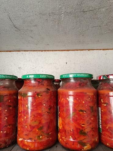 Домашняя овощная аджика/салат в банках - Состав по виду: томаты