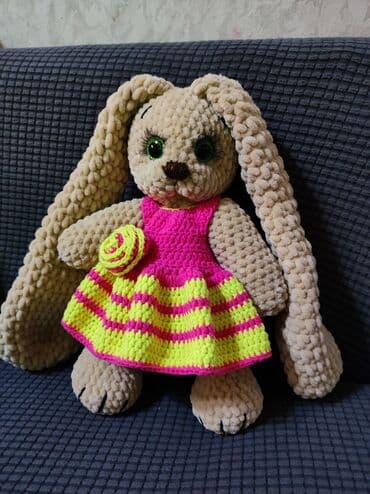 чебурашка из плюшевой пряжи: Вязаные игрушки зайчики на заказ. Изготовлены из плюшевой и акриловой — 3