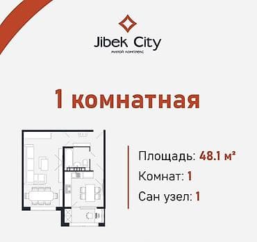 Продажа квартир: 1 комната, 48 м² — 2
