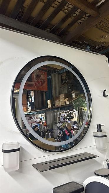 Вазы: Зеркало подсветкой настенное 60х60см рамка черный 3300 сом 60х60см — 1