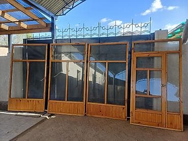 Деревянные окна и дверь для веранды/террасы - Комплект из 4 крупных