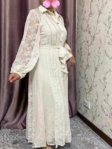 джинсовое платье с поясом: Ажурное платье-макси в молочном оттенке Брала за 12000 носила 2 раза — 3