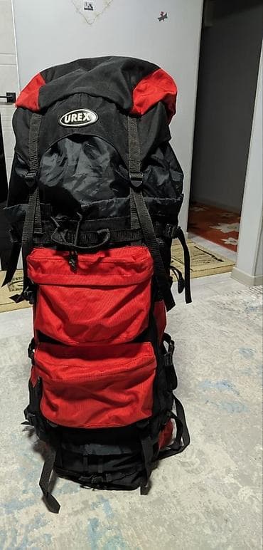 Спортивные сумки: Туристический рюкзак UREX 150 литров (черный/красный) ▪️Два объемных — 1