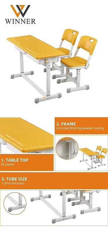 small table: Комплект парты и стула, Новый, Бесплатная доставка, Платная доставка, Самовывоз, цвет - Желтый — 2