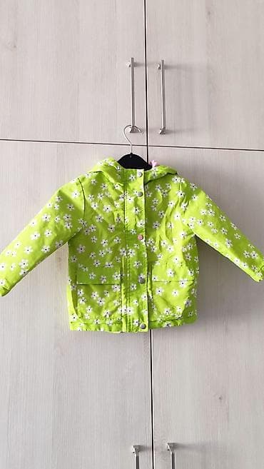 плащовка: Детская демисезонная куртка с капюшоном - Яркий салатовый цвет с — 1