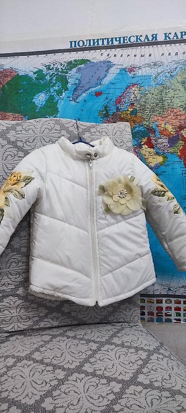 спасательный жилеты: Детская утеплённая куртка для девочки - Цвет: молочный/белый - Декор — 1