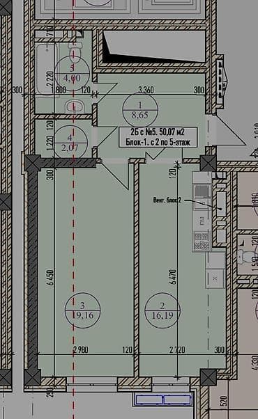 royal construction: 1 комната, 50 м², Элитка, 12 этаж, Готовая ПСО (под самоотделку) — 1