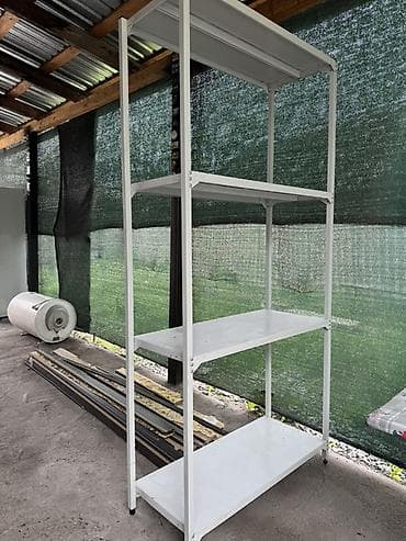 Металлический стеллаж, высокий, белый - Конструкция: каркас из — 1