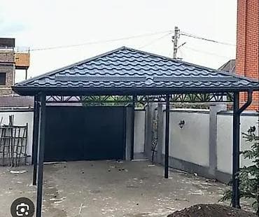металический бак: Навес, Арочный, Металл, Поликарбонат, Установка — 2