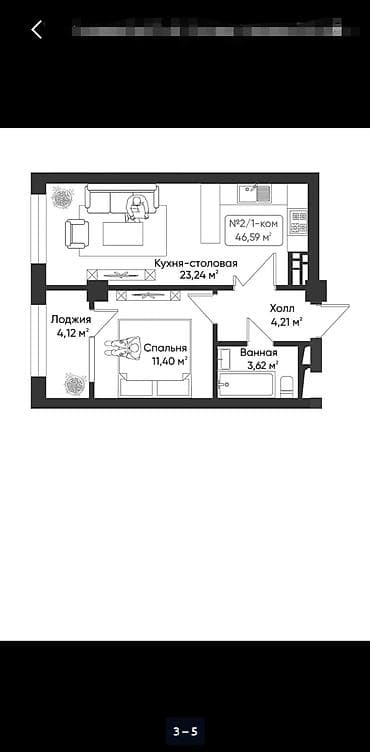 Продажа квартир: 1 комната, 47 м², Элитка, 13 этаж, Готовая ПСО (под самоотделку) — 7