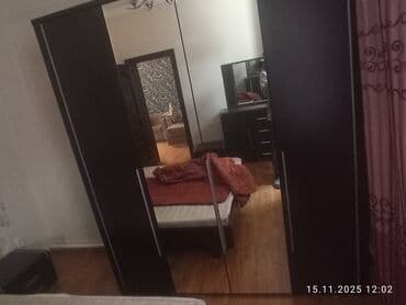 эки адамдык диван: Уктоочу бөлмө гарнитуру, Эки кишилик керебет, ДСП, түсү - Күрөң — 5