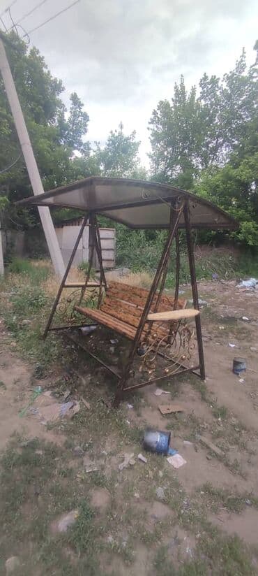 скамейка фото: Садовые качели Металл, Со спинкой, С крышей — 23