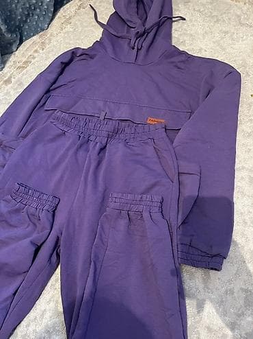 Головные уборы: Фиолетовый спортивный костюм (худи + брюки) - Цвет: насыщенный — 2