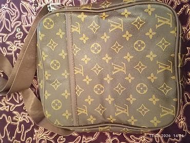 золотой колцо: Сумка через плечо в коричневых тонах с монограммным принтом LV — 2