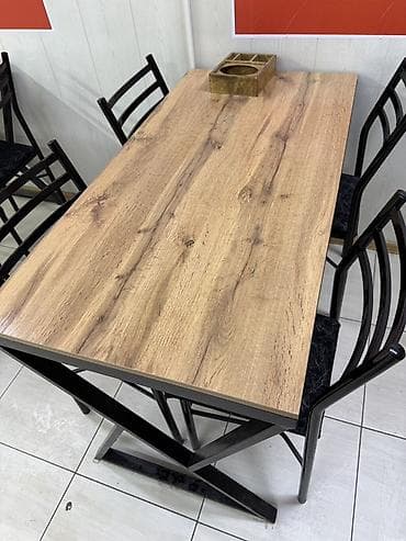 foldable table: Кухонный стол и стул, Б/у, цвет - Черный — 1