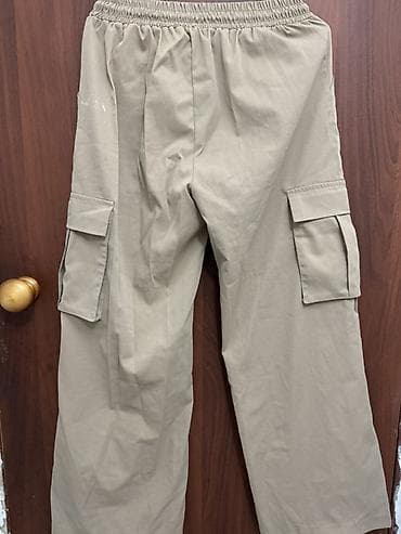 футболка hba: Брюки карго, бежевые - Прямой свободный крой - Плотная хлопковая — 1