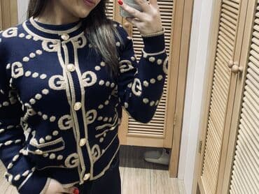 кардиганы бу: Женский кардиган в стиле жакета Б/У - Цвет: глубокий темно‑синий с — 1