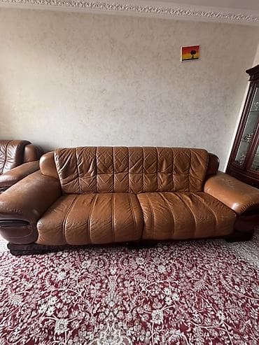 Дом и сад: Комплект мягкой мебели, Б/у, Самовывоз, цвет - Коричневый — 1