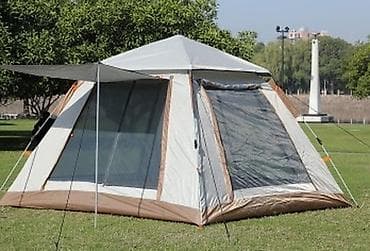 спорт: Просторная кемпинговая палатка-тент типа «домик» (бежевая) размеры — 7