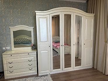 Спальные гарнитуры: Спальный гарнитур, Б/у, Двуспальная кровать, Шкаф, Комод, цвет - Бежевый — 2