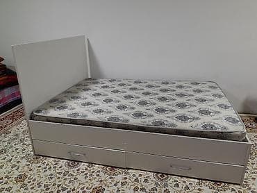 Кровати: Б/у Кровать с матрасом двухспальная ширина140см длина190 см - — 3