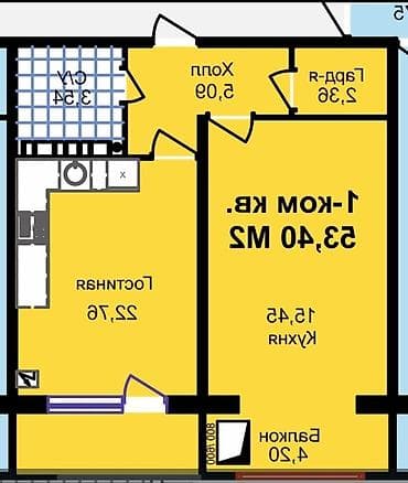 Квартиры: 1 комната, 53 м², Технопарк 108 серия, 1 этаж, Свежий ремонт — 6