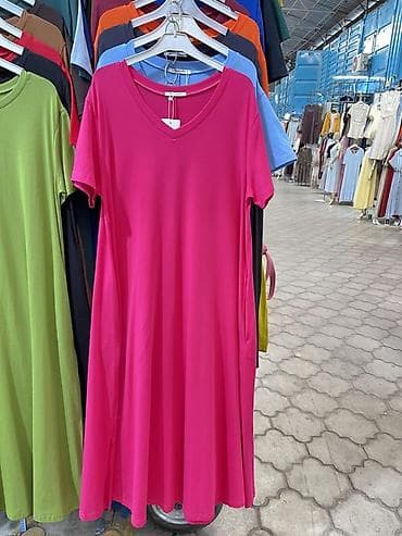 Повседневное платье, Лето, Длинная модель, Трикотаж, 6XL, Стандарт