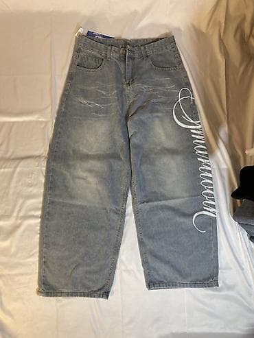 Женская одежда: Джинсы, Прямые, Средняя талия, Вареные, M, L, XL — 3
