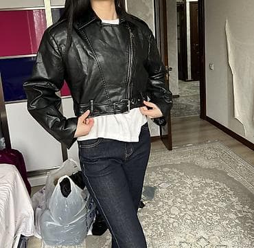 Толстовки, худи: Кожаная куртка, Косуха, Экокожа, Укороченная модель, S, M, L — 2