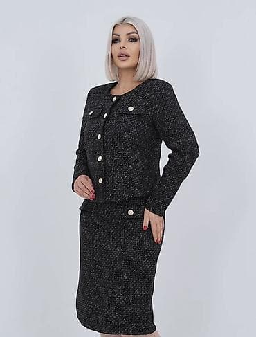 пиджак зара: Женский костюм-двойка из твида с мерцающим декором - Состав — 6