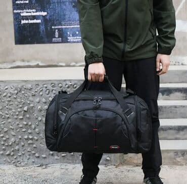 барсетка мужская кожаная ручной работы: Сумка универсальная дорожная/спортивная - Цвет: черный - Формат — 19