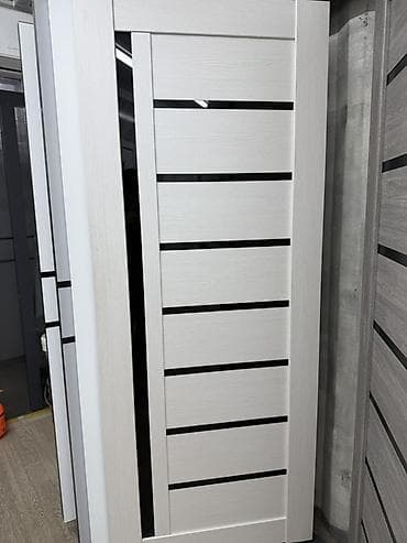 Межкомнатная дверь в современном стиле с горизонтальными вставками -