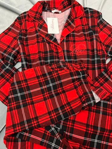 белая ночная сорочка: Пижама, Муслин, На пуговицах, S, M, XL — 3