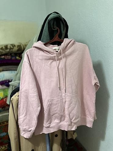 tech flecee: 2 вещи толстовки Худи Pull&Bear И H&M розовая - Модель — 7